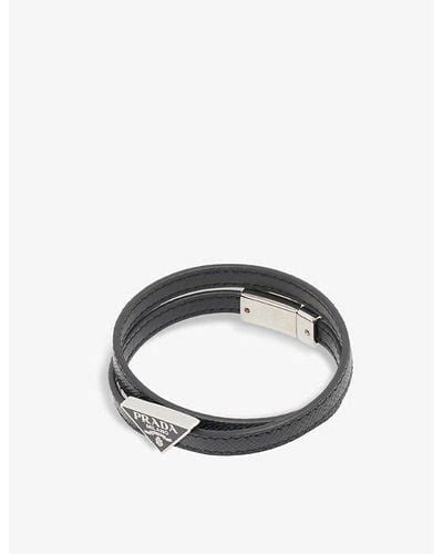 prada double wrap leather bracelet men sizes|PRADA .